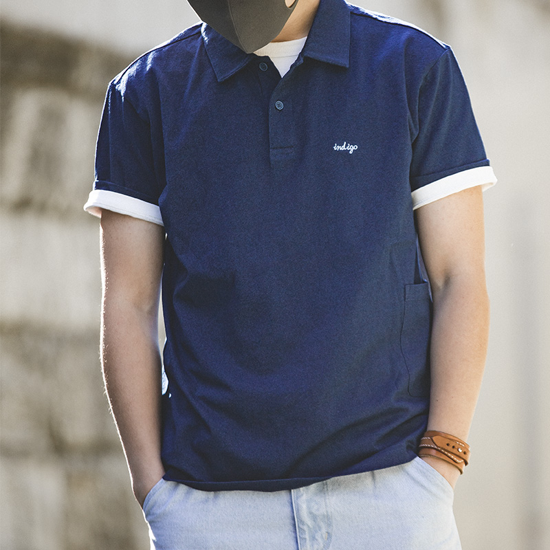 Polo Shirt Pique - Maden Japanese Vintage Indigo Lapel Polo