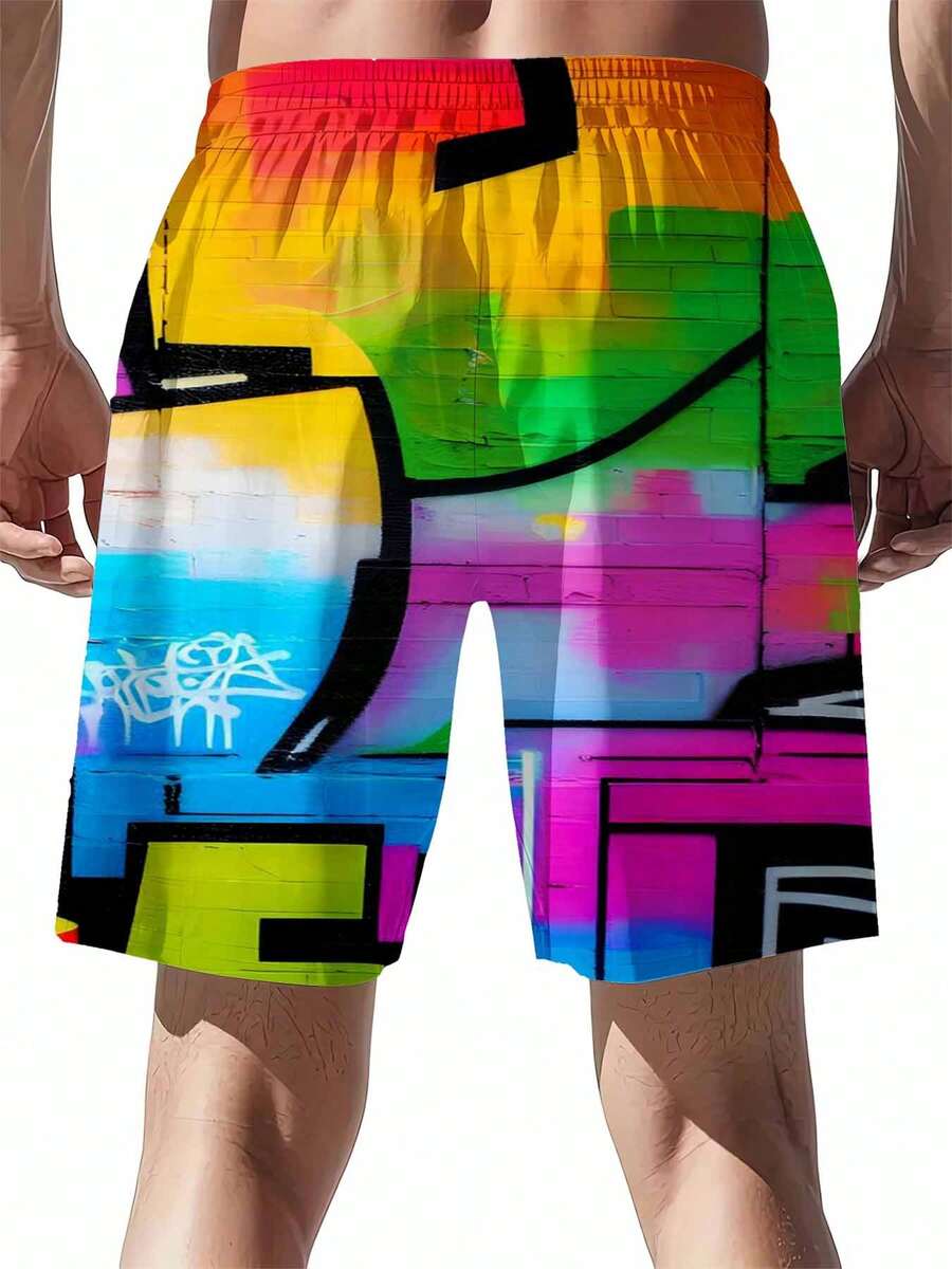 Mens Rainbow Graffiti Print Sw – обзор и цена Swim Trunk Quick Dry