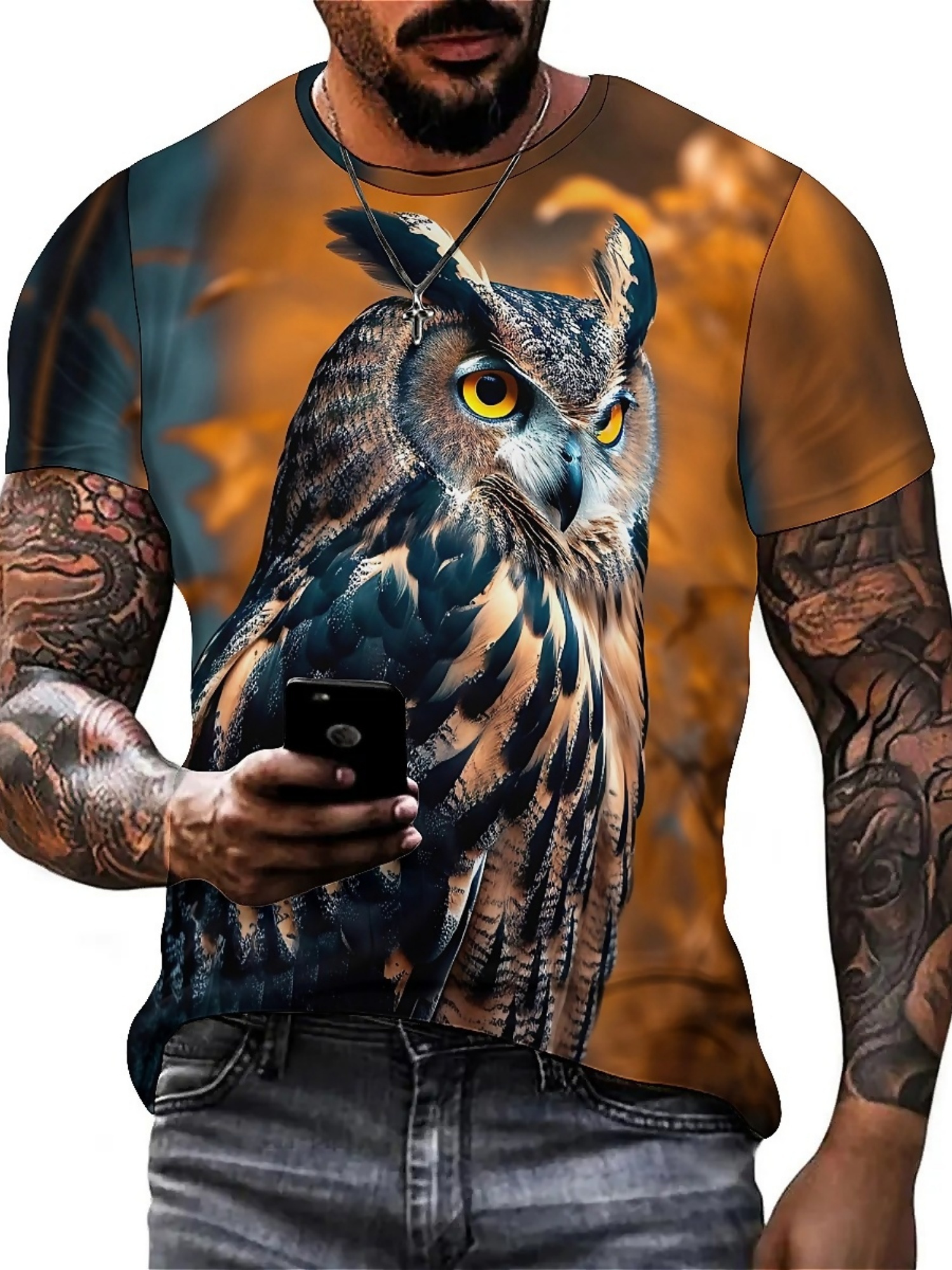 Men's & Women's 3D Print Owl G – обзор и цена Tee Graphic Print