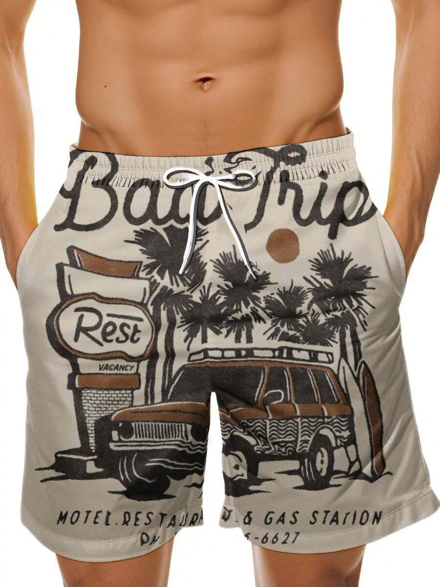 Mens Beach Trip Print Board Sh – обзор и цена Swim Trunk Quick Dry