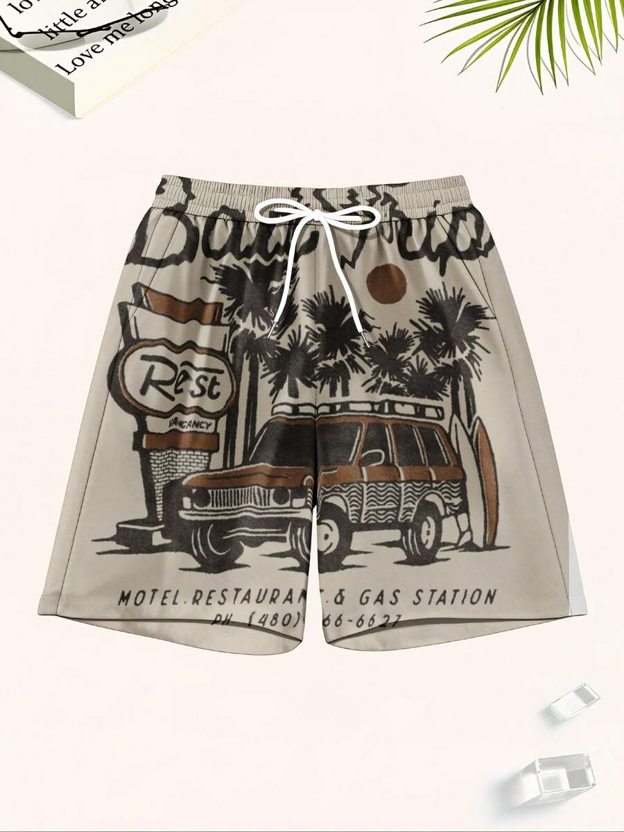 Mens Beach Trip Print Board Sh – обзор и цена Swim Trunk Quick Dry
