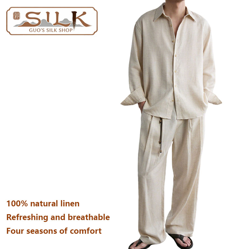 High-end Natural Linen Men's S – обзор и цена Linen Shirt Breathable
