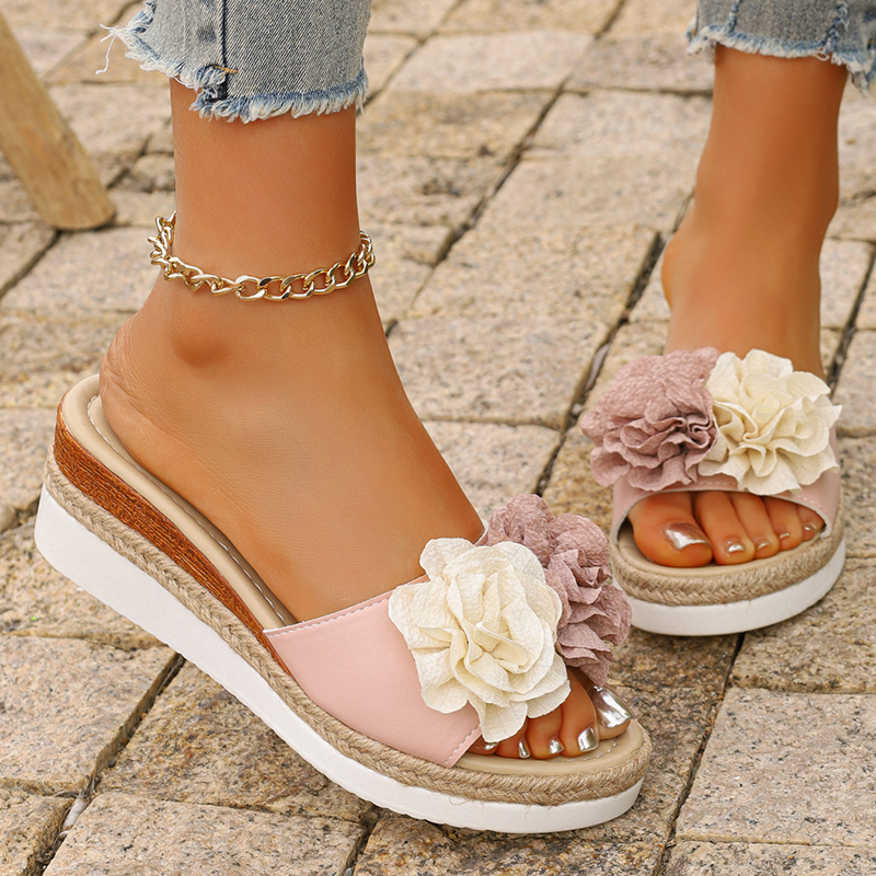 Women's Pink Flower Decor Plat – обзор и цена Espadrille Slip On
