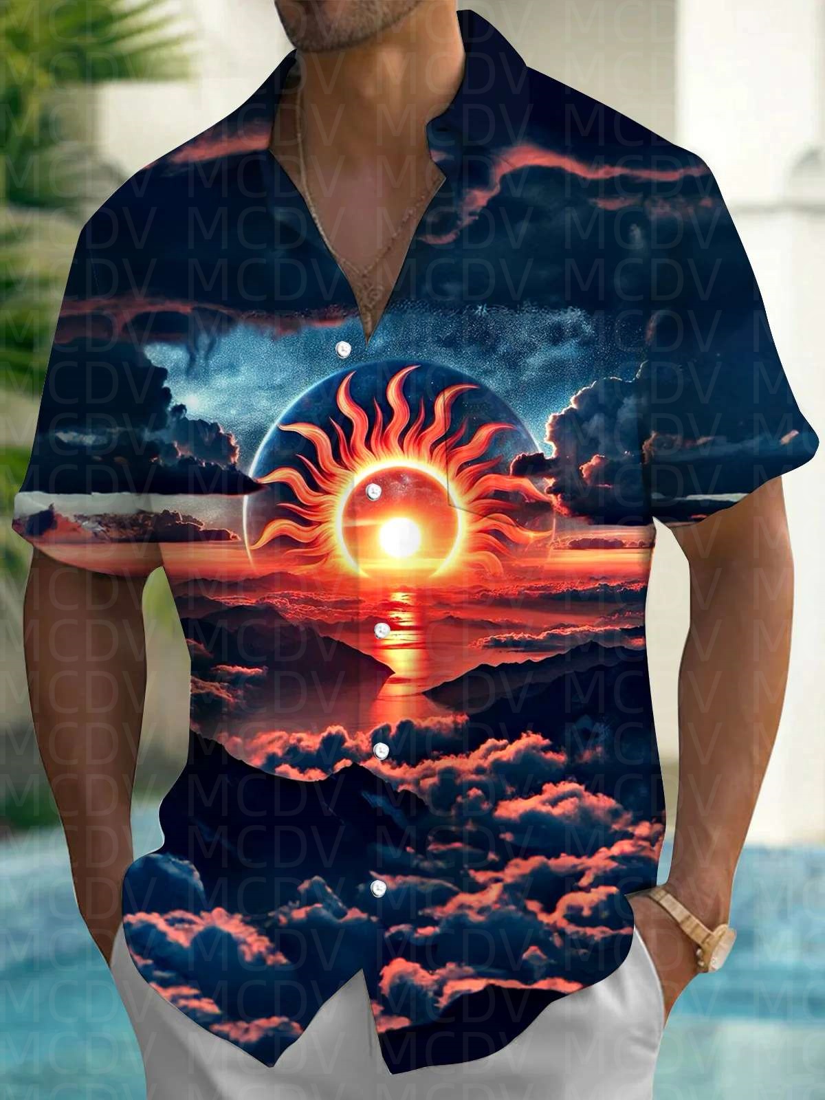 Sun Pattern Style Men's Hawaii – обзор и цена Shirt Camp Collar