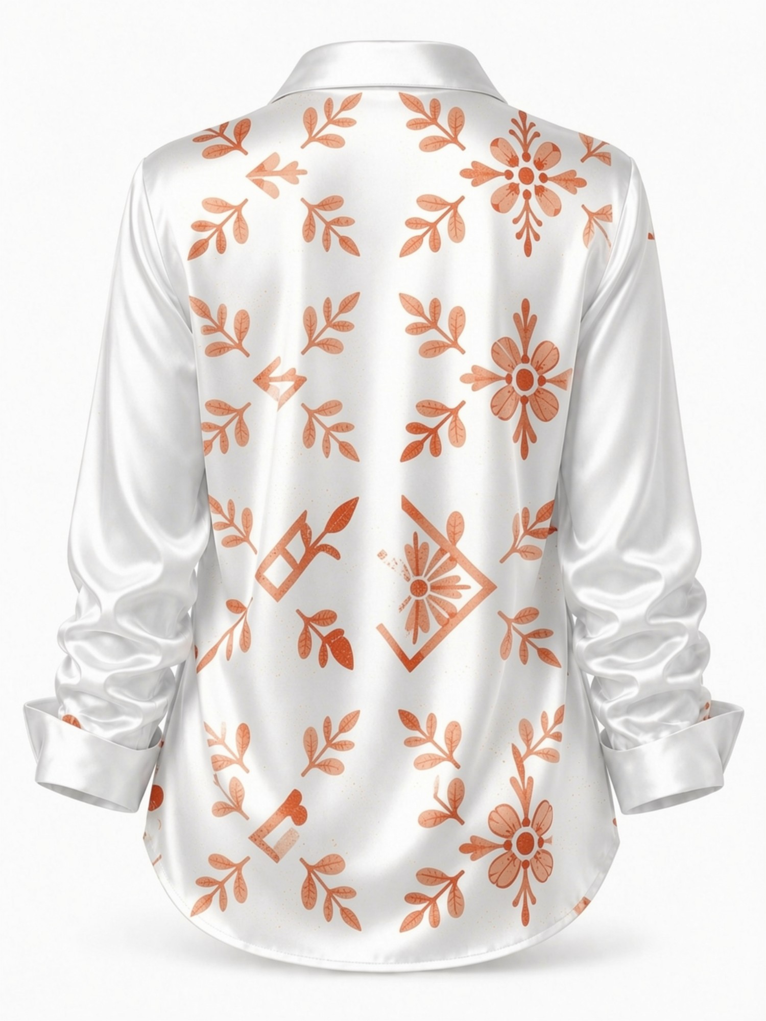 Cream Orange Floral Satin Blou – обзор и цена Resort Shirt Floral