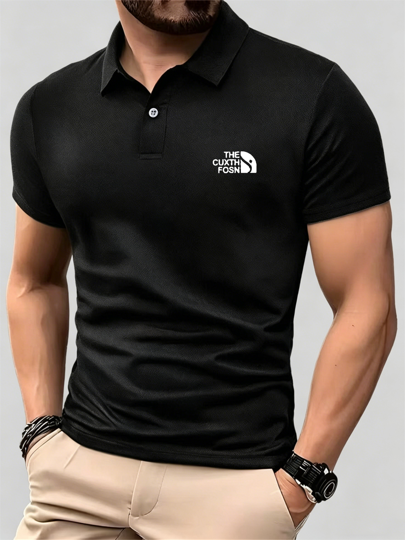 Men's Navy Blue 100% Polyester – обзор и цена Polo Shirt Pique