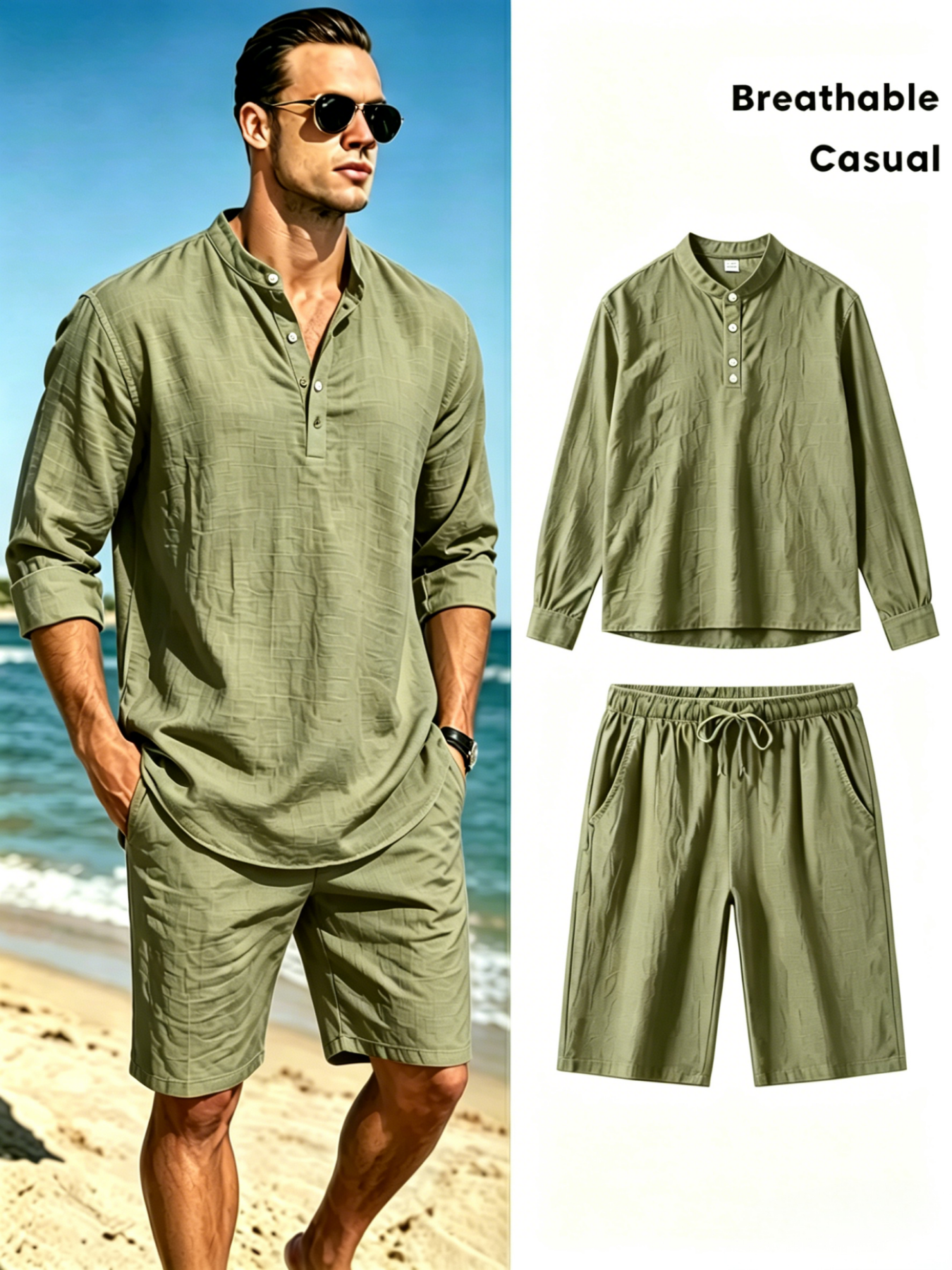 mens cotton linen henley shirt – обзор и цена Linen Shirt Breathable