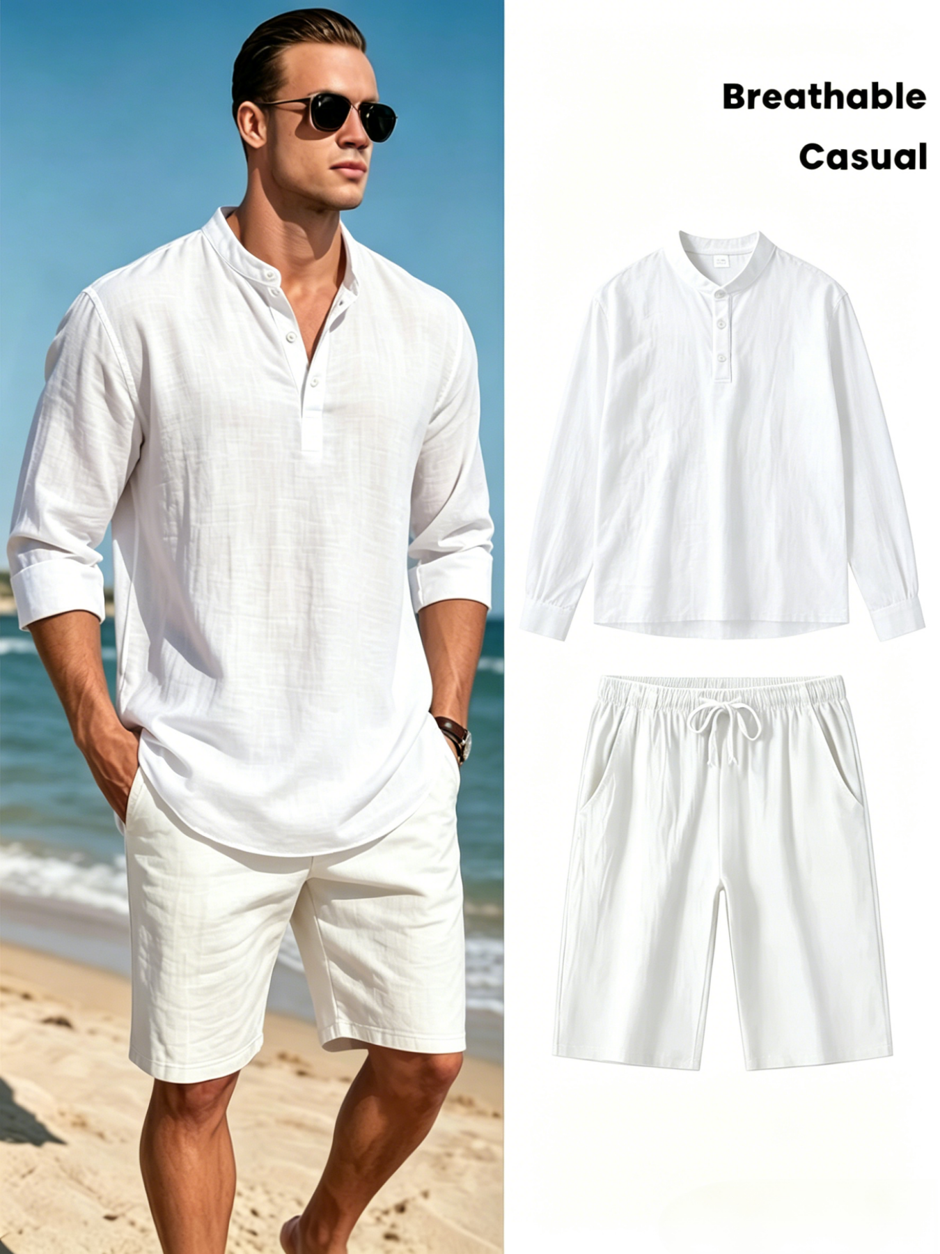mens cotton linen henley shirt – обзор и цена Linen Shirt Breathable