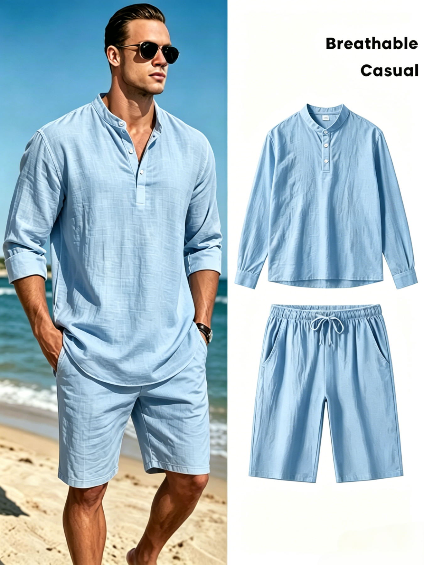 mens cotton linen henley shirt – обзор и цена Linen Shirt Breathable