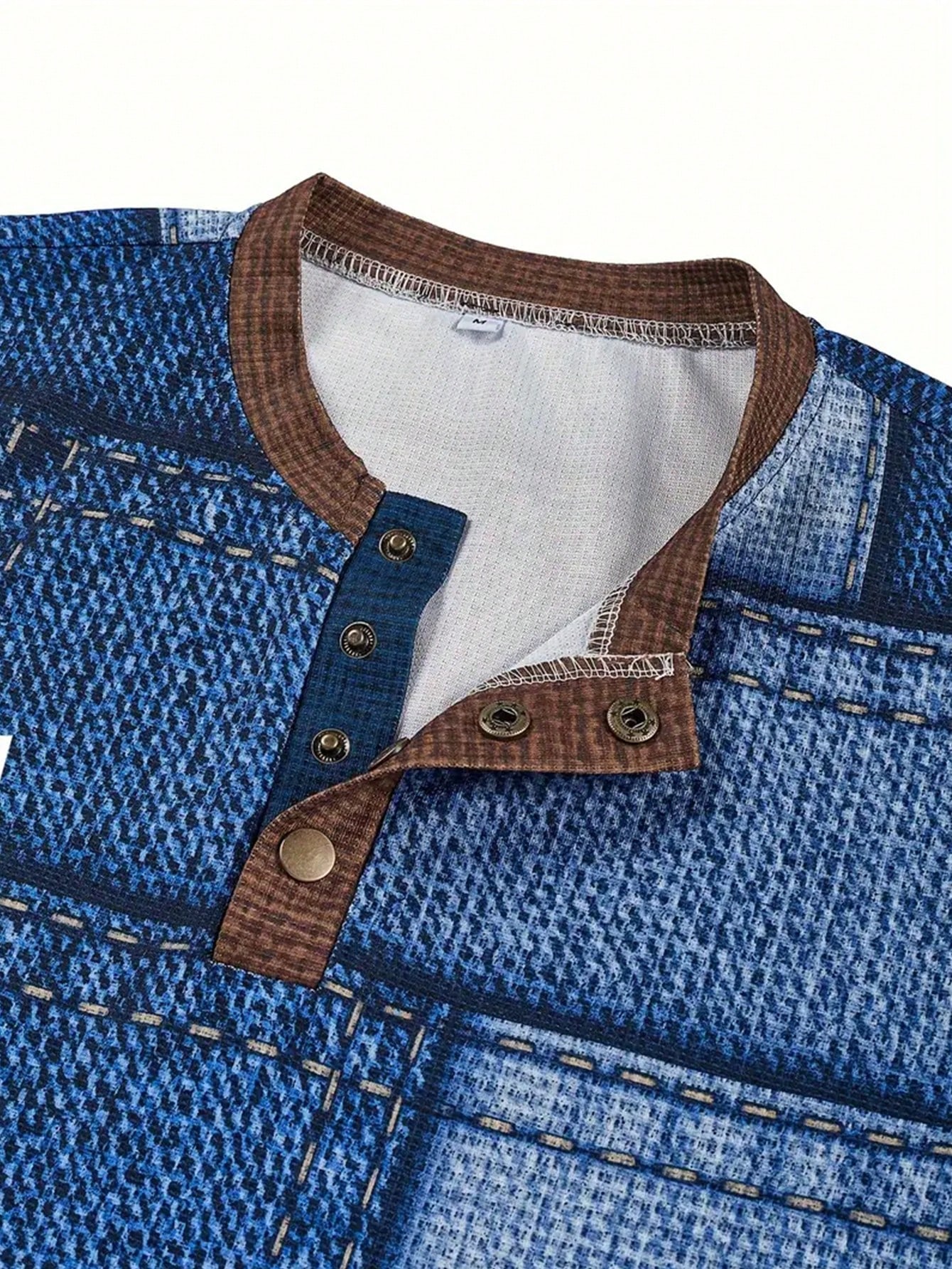 Men's Denim-Print Long Sleeve  – обзор и цена Tee Graphic Print