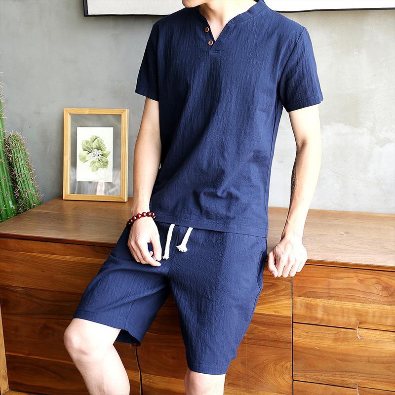 Men's Cotton Linen Set T-shirt – обзор и цена Linen Shirt Breathable