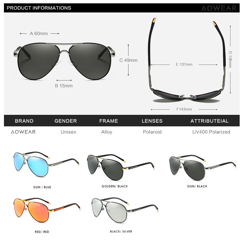 AOWEAR Men's Aviation Sunglass – обзор и цена Sunglasses Aviator Polarized