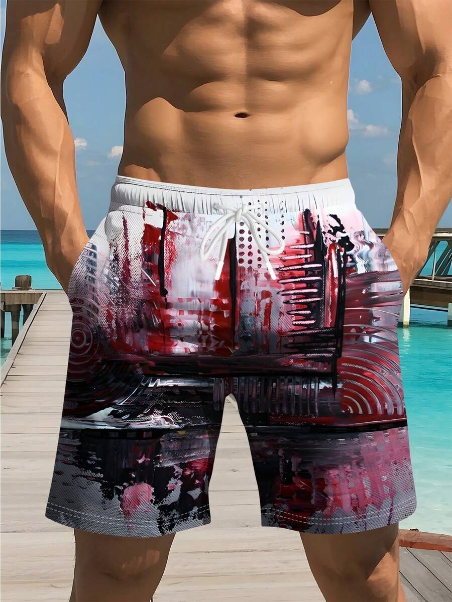 Mens Abstract Print Beach Shor – обзор и цена Swim Trunk Quick Dry