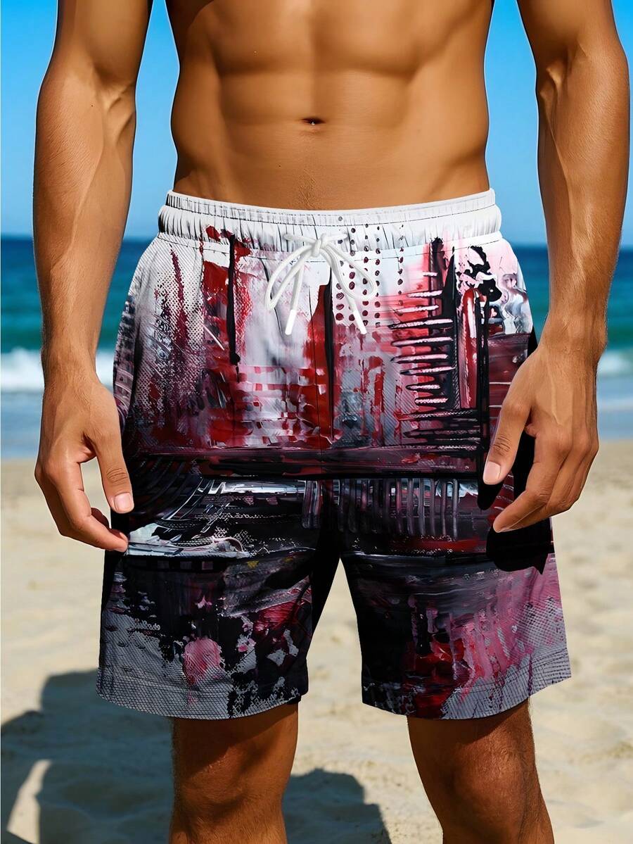 Mens Abstract Print Beach Shor – обзор и цена Swim Trunk Quick Dry