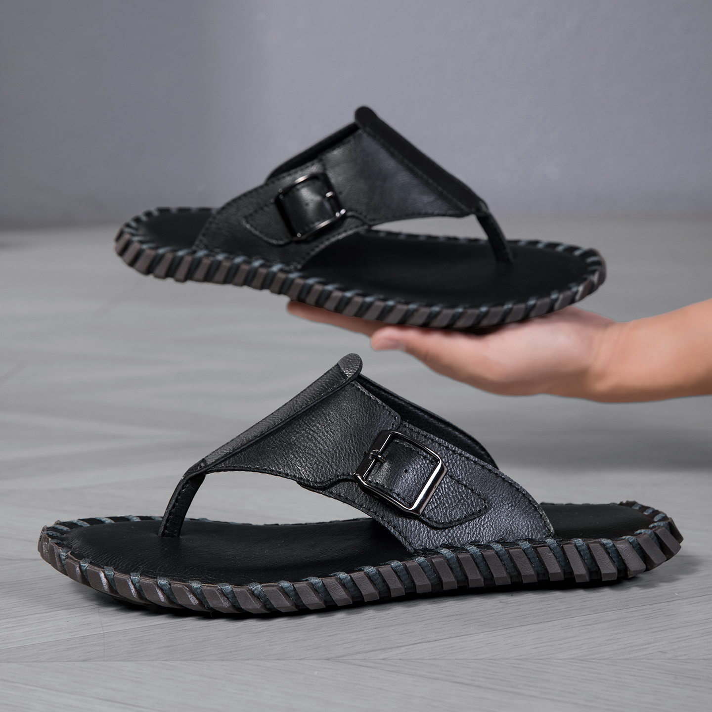 2026 Summer New Men's Plus Siz – обзор и цена Flip Flop Leather Men