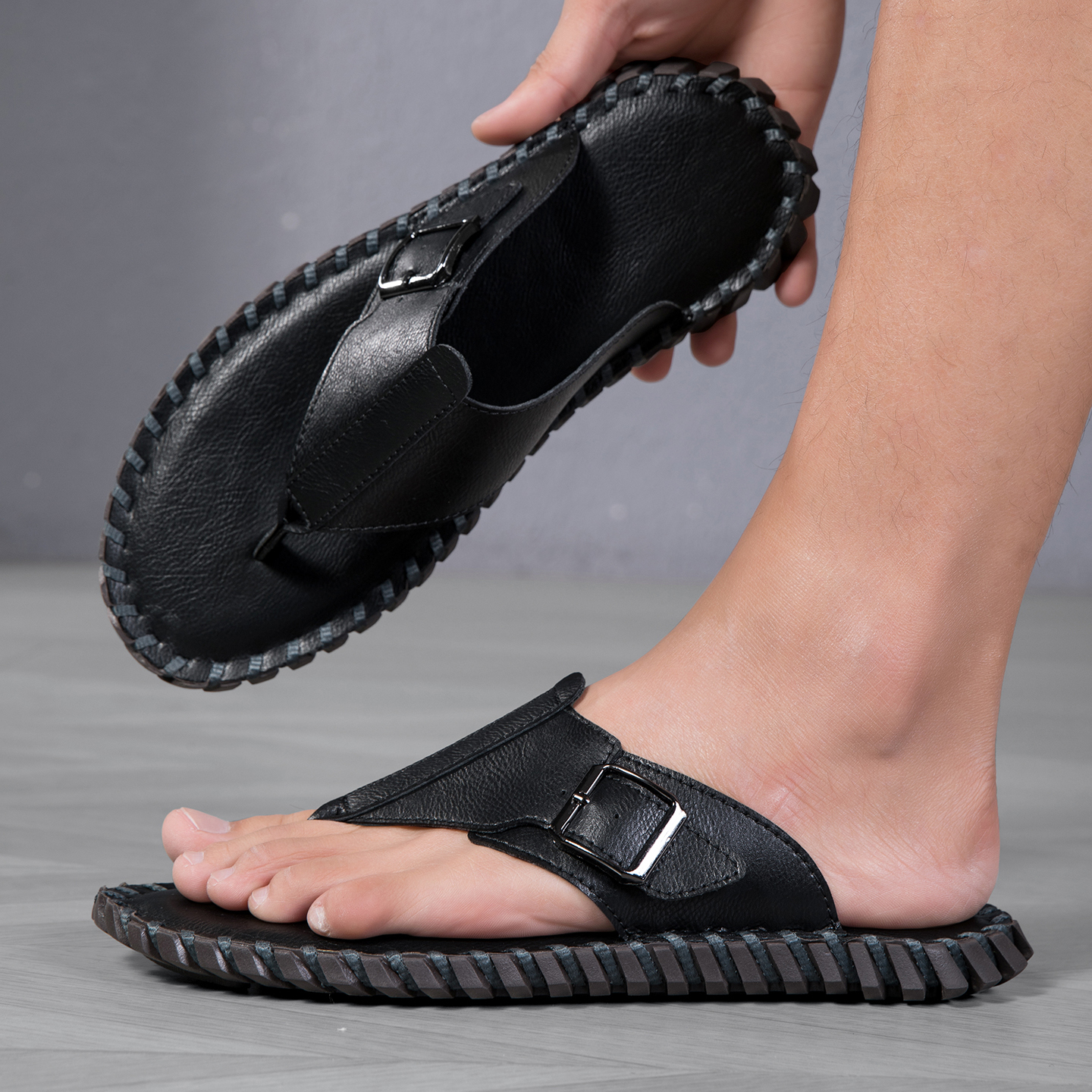 2026 Summer New Men's Plus Siz – обзор и цена Flip Flop Leather Men