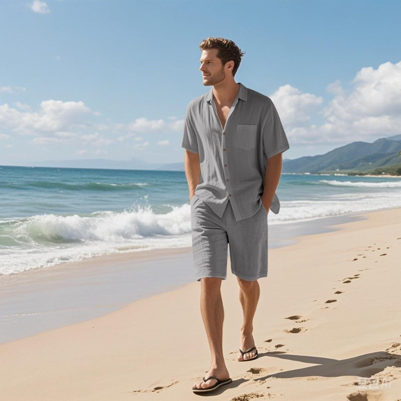 High-End Men's Summer Shorts S – обзор и цена Linen Shirt Breathable