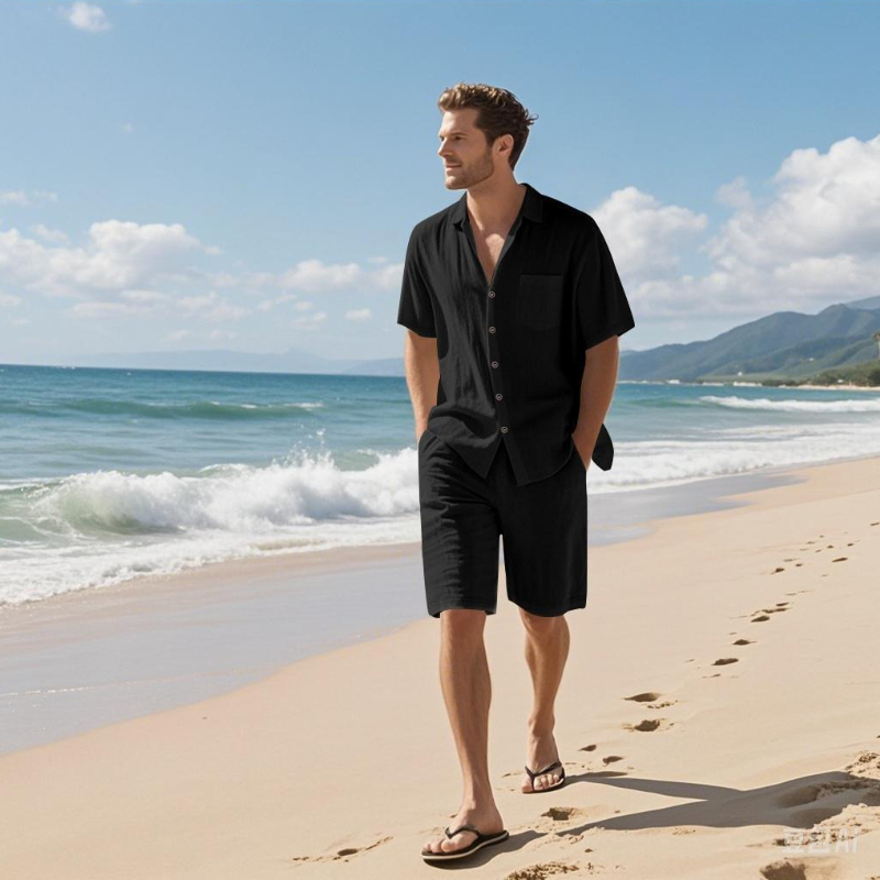 High-End Men's Summer Shorts S – обзор и цена Linen Shirt Breathable