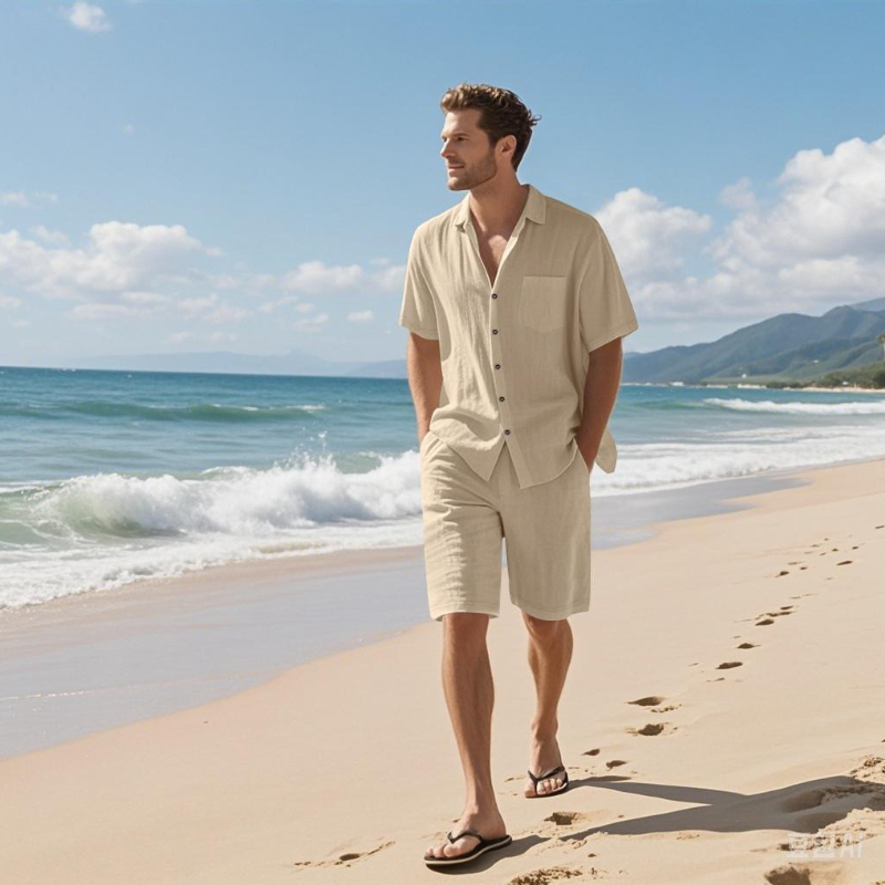 High-End Men's Summer Shorts S – обзор и цена Linen Shirt Breathable
