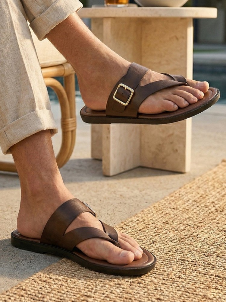Outside Summer Mens Flat Shoes – обзор и цена Flip Flop Leather Men