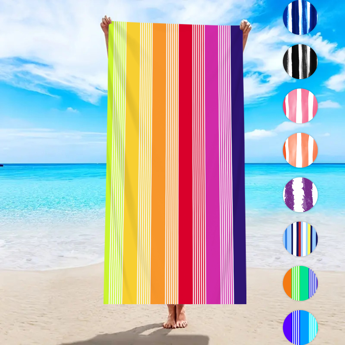 1pc fashionable colorful strip – обзор и цена Beach Towel Large