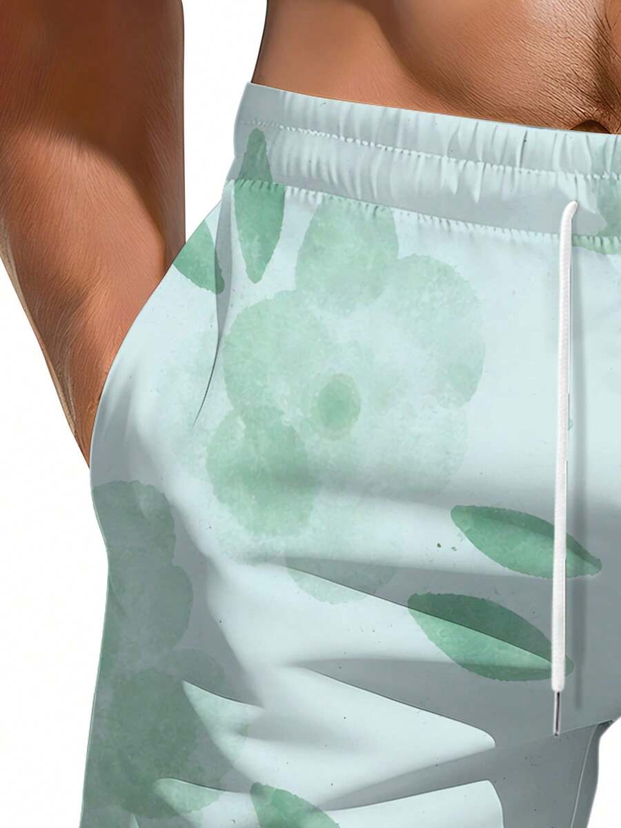 Mens Floral Print Beach Shorts – обзор и цена Swim Trunk Quick Dry