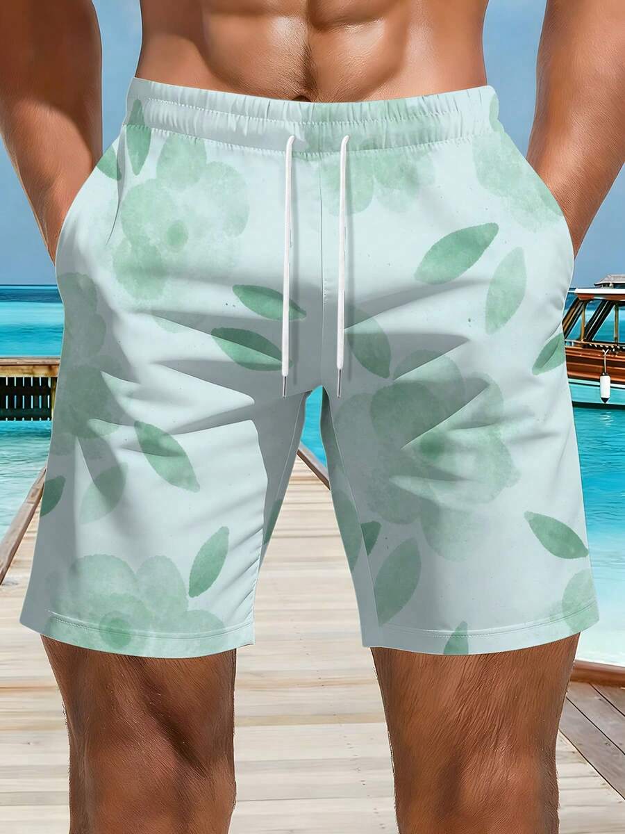 Mens Floral Print Beach Shorts – обзор и цена Swim Trunk Quick Dry