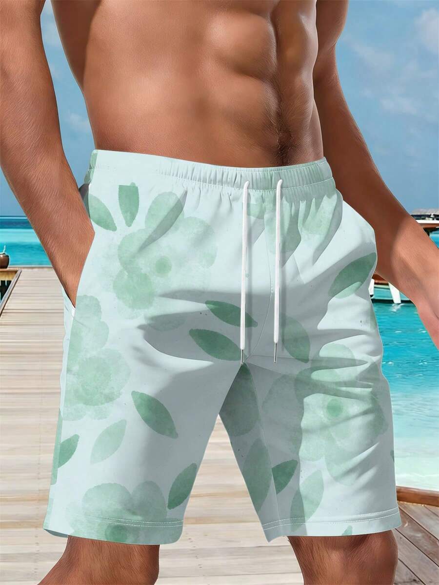 Mens Floral Print Beach Shorts – обзор и цена Swim Trunk Quick Dry