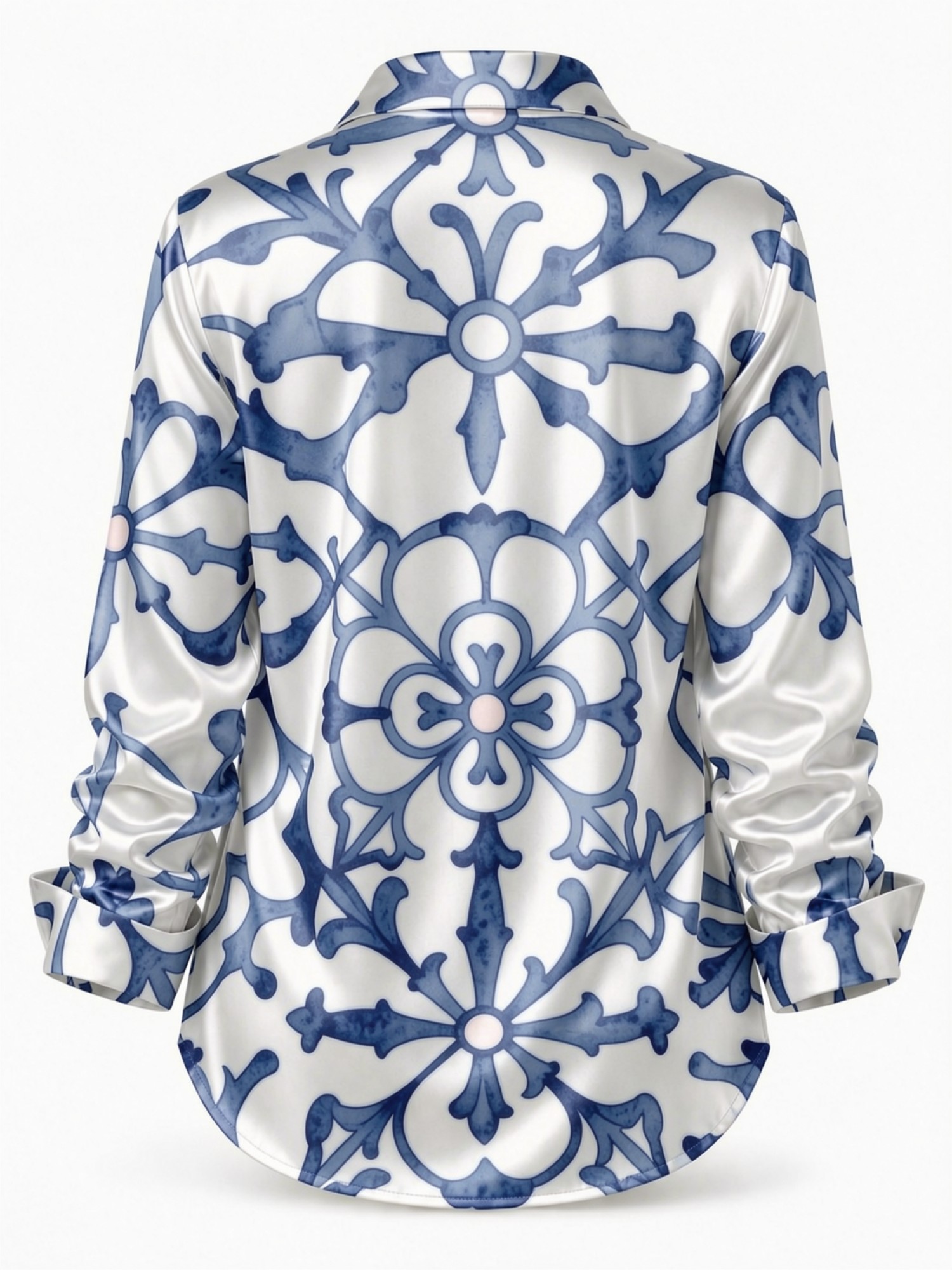 Blue Porcelain Floral Satin Bl – обзор и цена Resort Shirt Floral