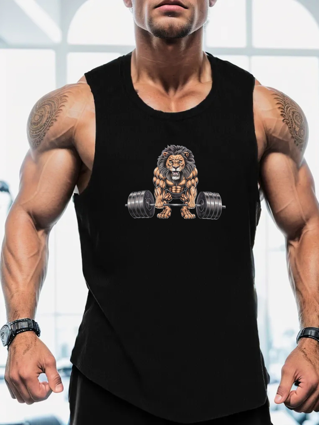 Muscle Lion Barbell Print Men' – обзор и цена Tank Top Muscle