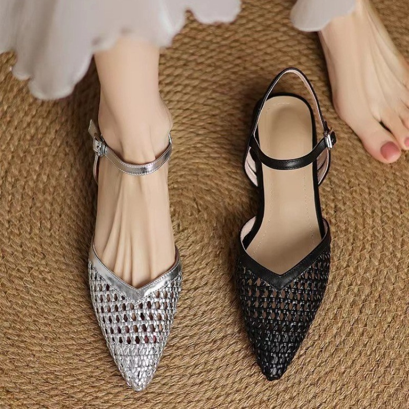 French pointed-toe woven high- – обзор и цена Casual Sandal Leather