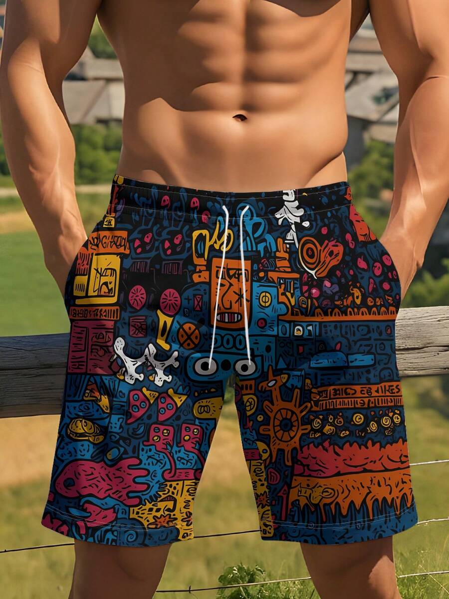 Mens Beach Shorts 3D Digital P – обзор и цена Swim Trunk Quick Dry
