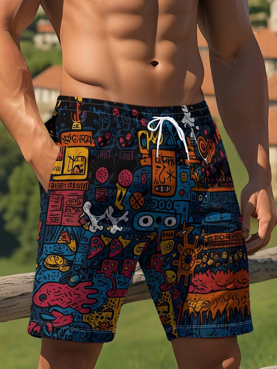 Mens Beach Shorts 3D Digital P – обзор и цена Swim Trunk Quick Dry