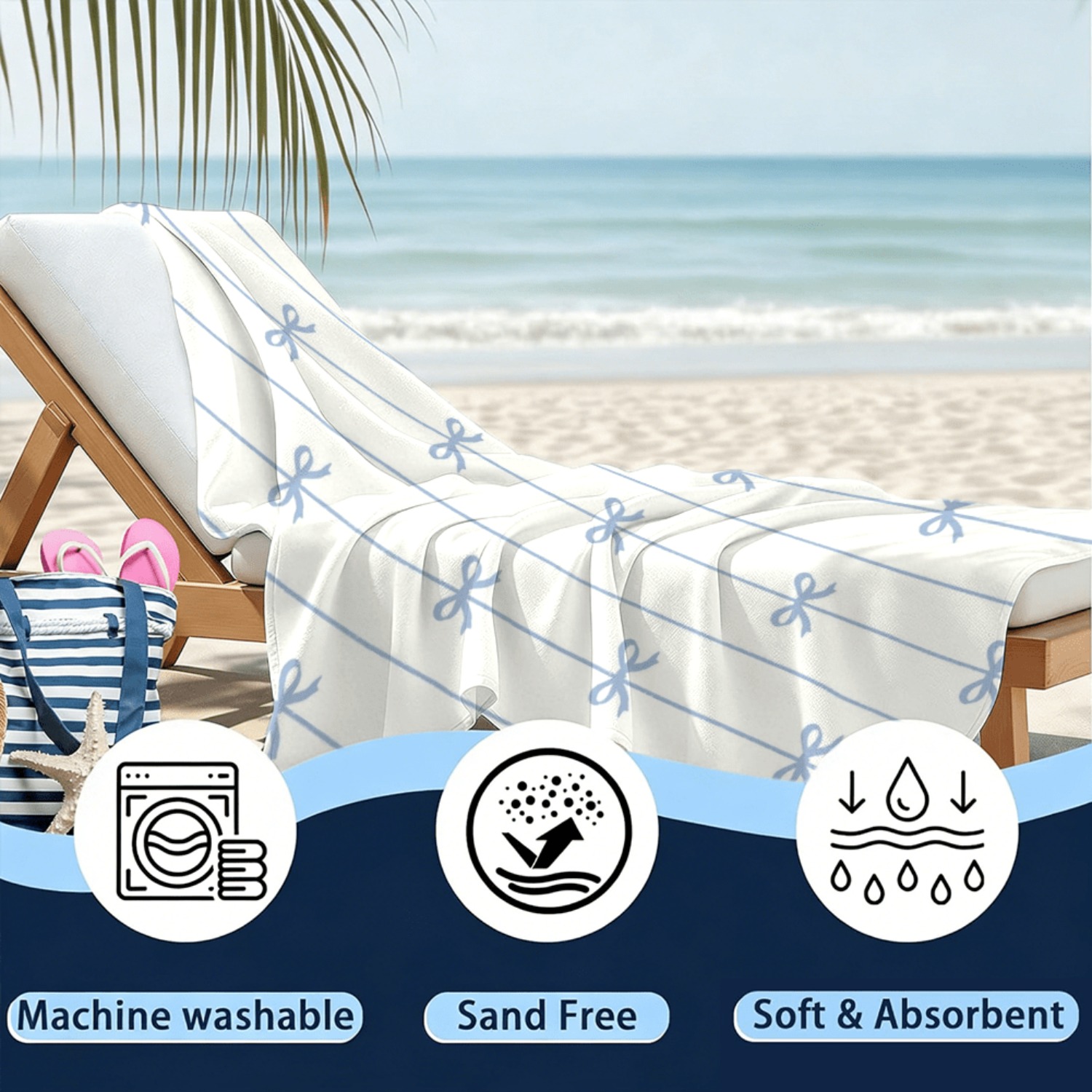 1pc Summer Beach Towel Blue Ri – обзор и цена Beach Towel Large