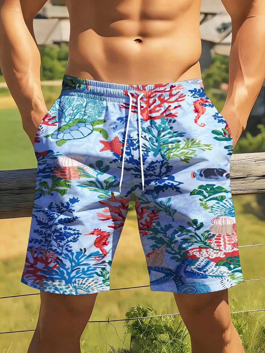Mens Ocean Life Print Swim Tru – обзор и цена Swim Trunk Quick Dry