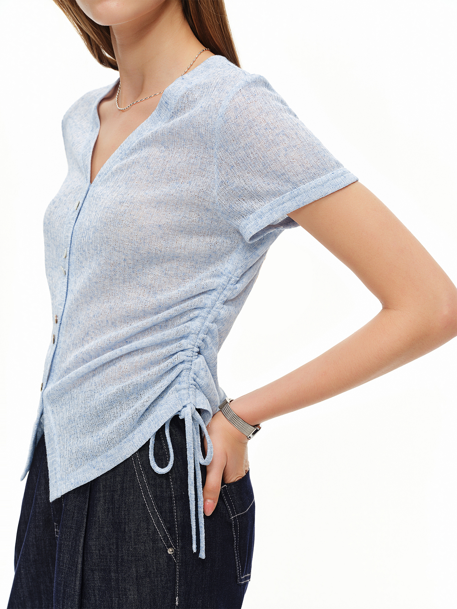 DUSHU Lightweight V-neck Linen – обзор и цена Short Linen Drawstring