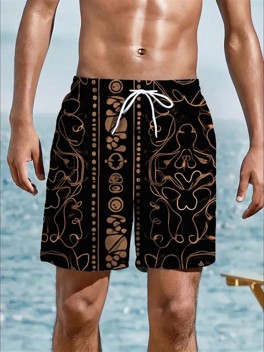 Mens Abstract Geometric Print  – обзор и цена Swim Trunk Quick Dry