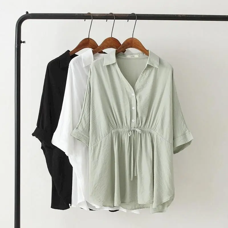 Korean Loose Blouses Women Fas – обзор и цена Short Linen Drawstring