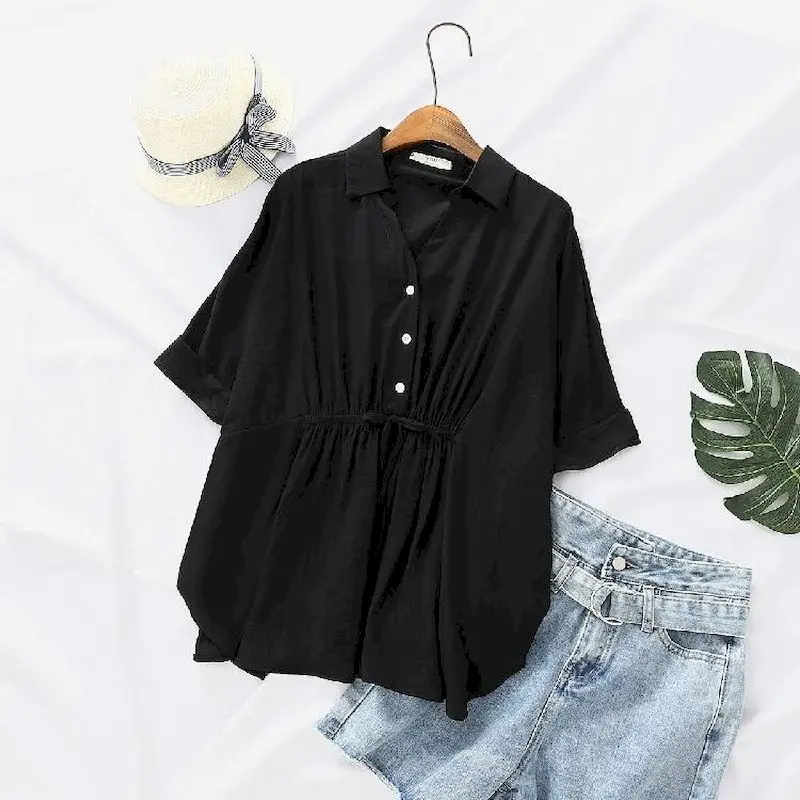 Korean Loose Blouses Women Fas – обзор и цена Short Linen Drawstring